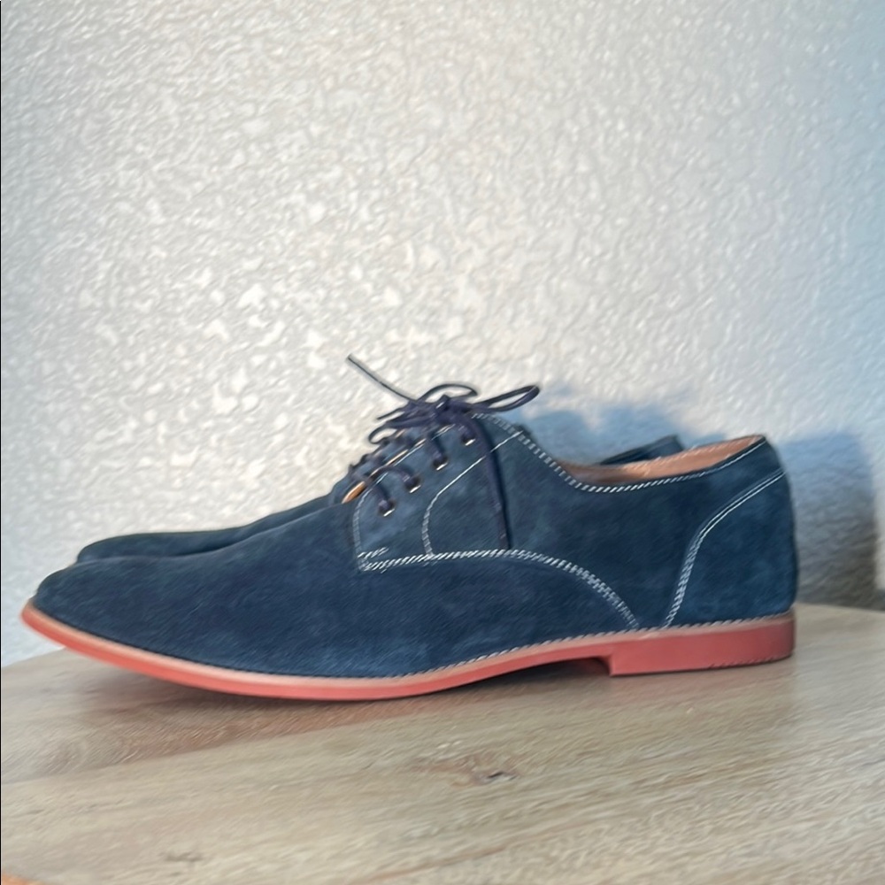 Aldo Blue Oxford Shoes with Suede Material and Low Profile Design